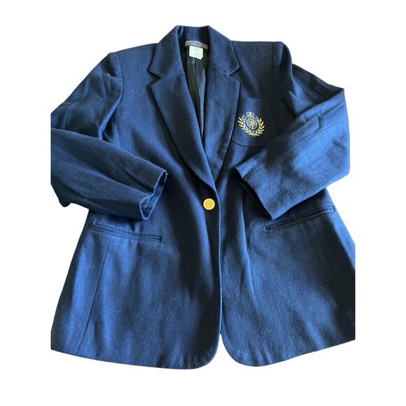 Vintage Herman Geist Size 8 Navy Blue Wool Blazer Preppy Classic - Picture 6 of 10